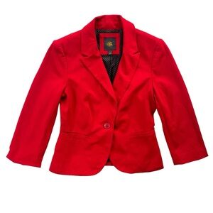 Outback Red OBR Womens Size Small Bright Red 3/4 Sleeves Soft Cotton Knit Blazer